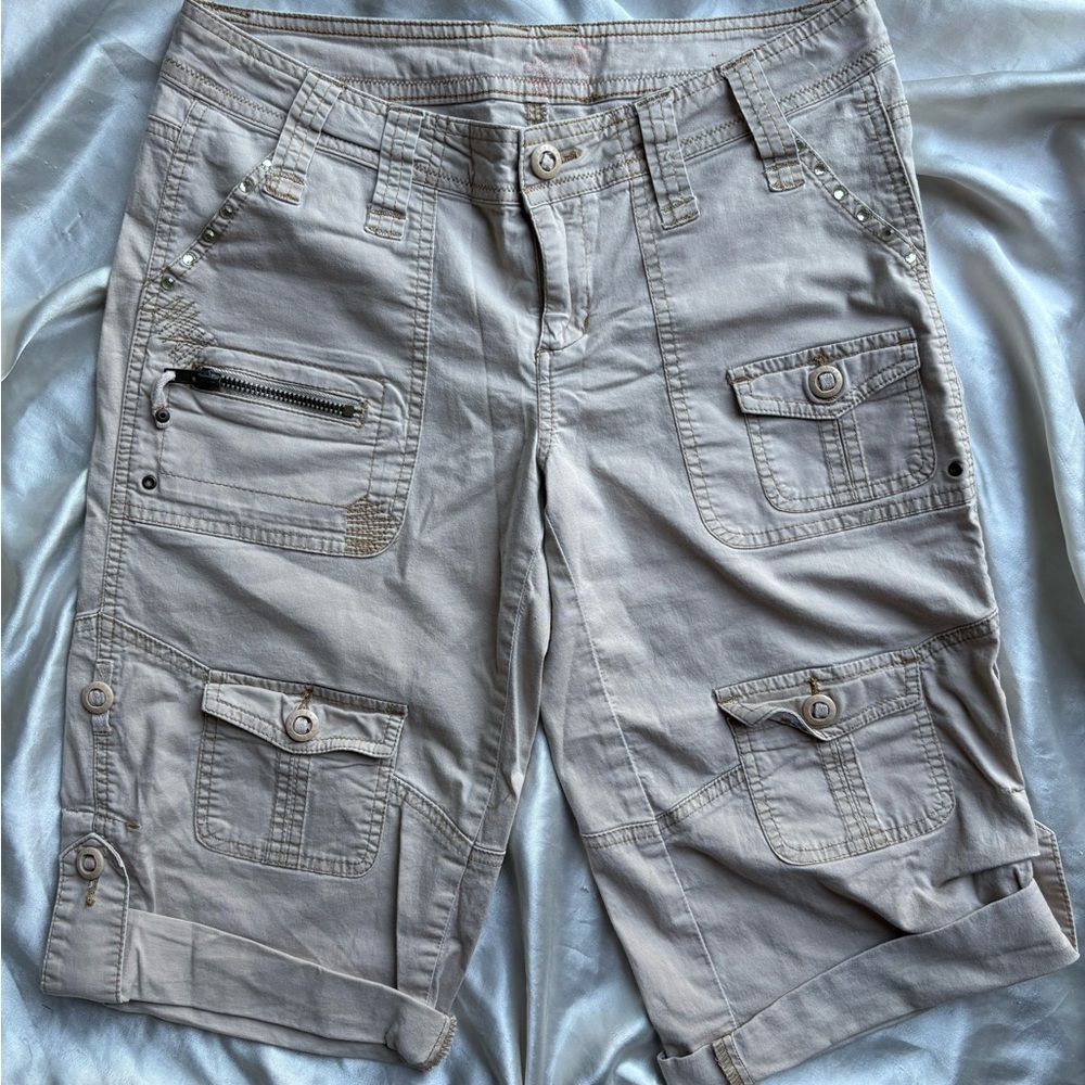 Y2K Khaki Cargo Bermuda Shorts